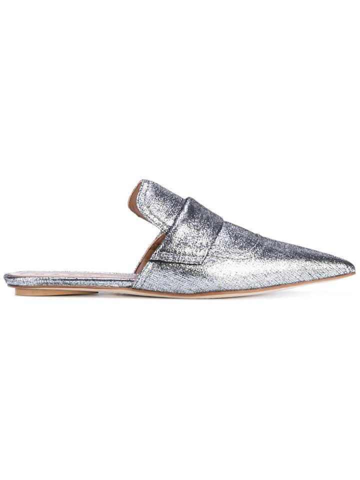 Marni Silver Leather Rising Sabot Mules - Metallic