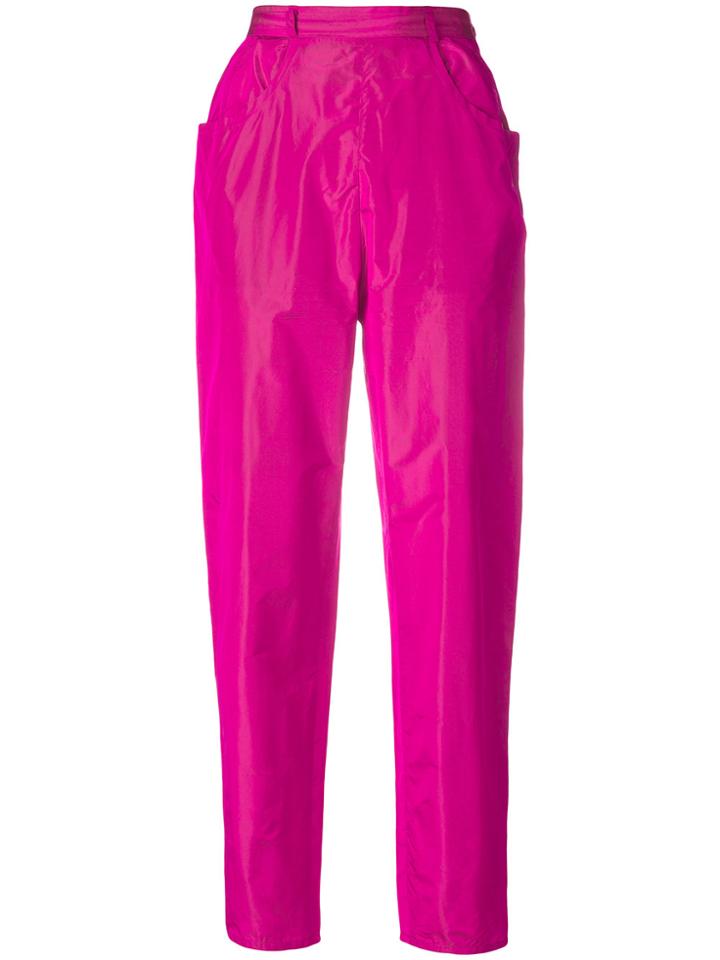 Yves Saint Laurent Vintage High-rise Cropped Tapered Trousers - Pink &