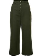 Proenza Schouler Cropped Flared Trousers, Women's, Size: 6, Green, Cotton