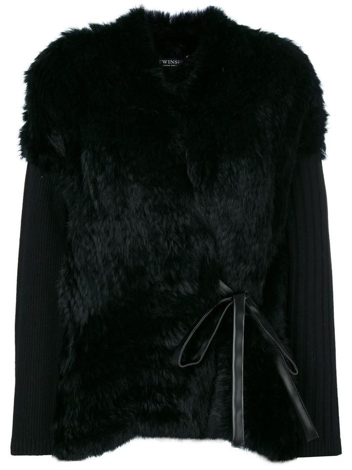 Twin-set - Faux Fur Cardigan - Women - Cotton/polyamide/polyurethane/wool - 38, Black, Cotton/polyamide/polyurethane/wool