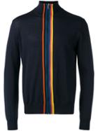Paul Smith Striped Panel Zip Cardigan, Men's, Size: Large, Blue, Merino