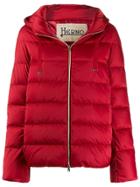 Herno Zipped Hooded Puffer Jacket - Red