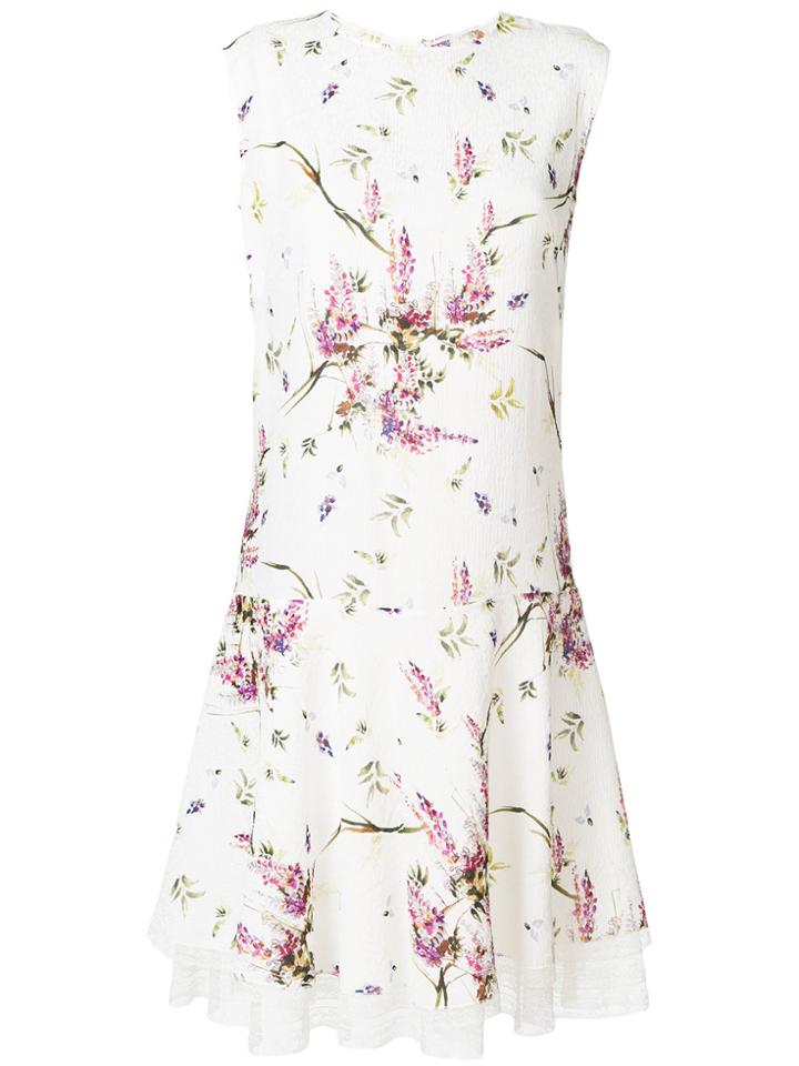 Ermanno Scervino Floral Print Lace Hem Dress - White