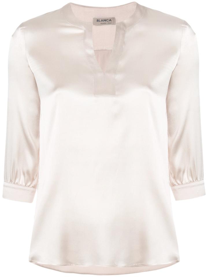 Blanca V-neck Blouse - Nude & Neutrals