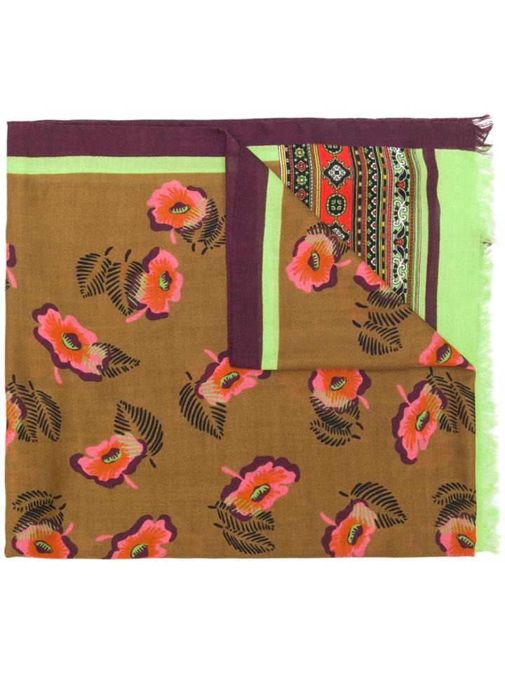 Etro Floral Print Scarf - Brown