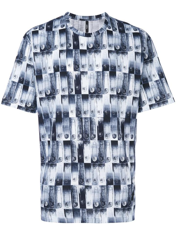 Versus - Safety Pin Print T-shirt - Men - Cotton - L, Blue, Cotton