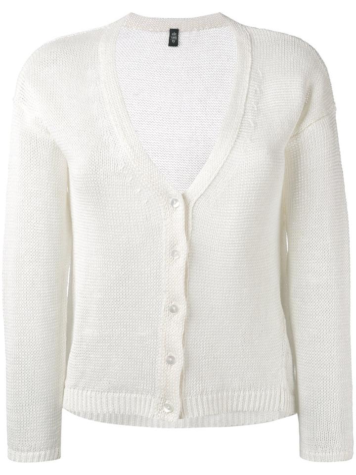 Eleventy Buttoned Cardigan, Women's, Size: Medium, White, Linen/flax