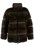 P.a.r.o.s.h. Mink Fur Puffer Jacket - Brown
