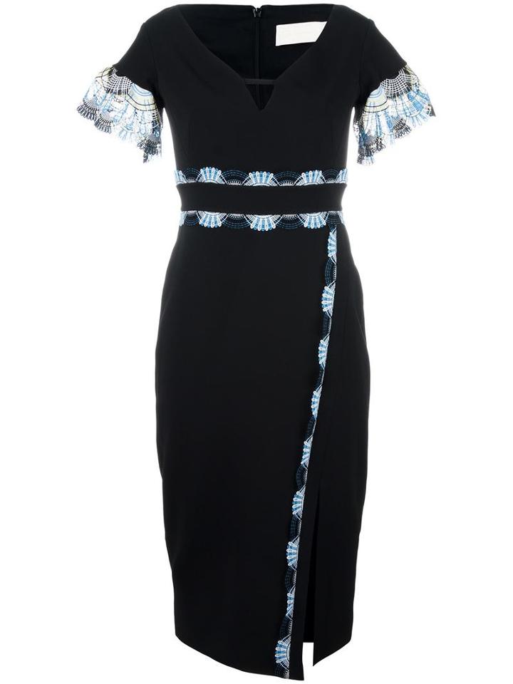 Peter Pilotto Cady Lace Band Midi Dress, Women's, Size: 14, Black, Acetate/viscose/polyester