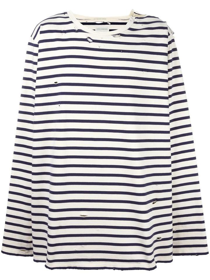 Faith Connexion Oversized Striped T-shirt, Men's, Size: Medium, Blue, Cotton
