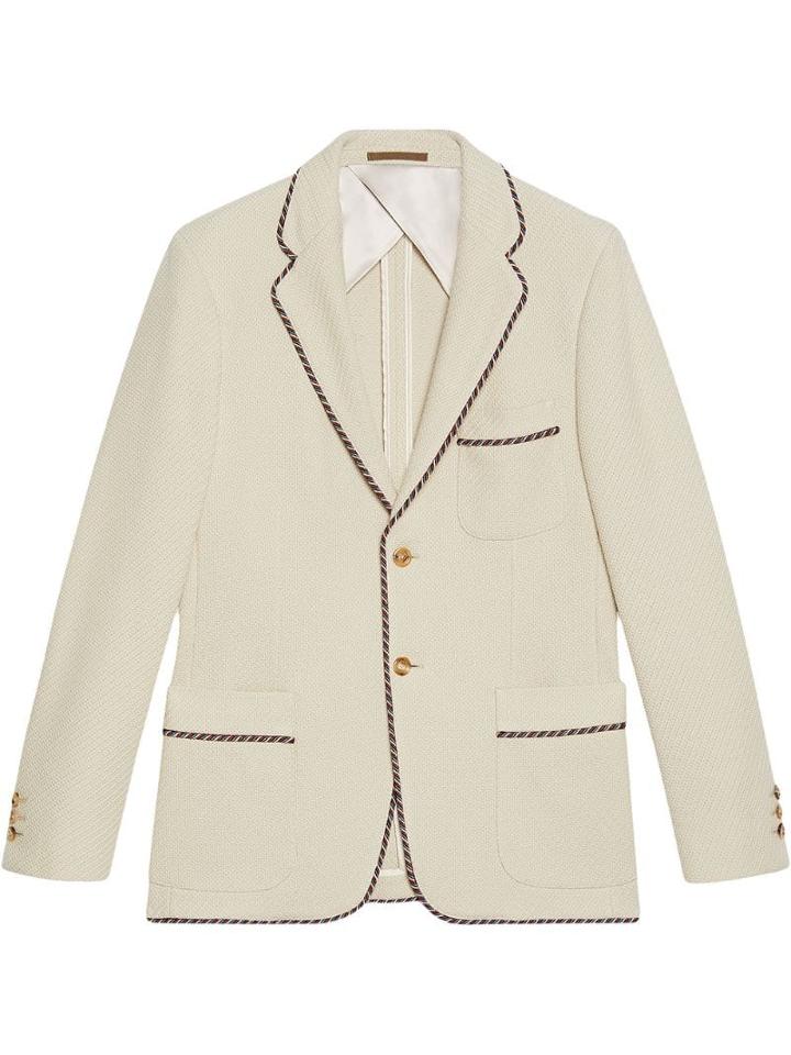 Gucci Slogan Patch Knit Jersey Jacket - White