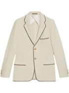 Gucci Slogan Patch Knit Jersey Jacket - White