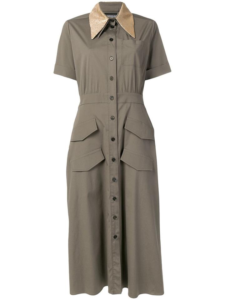 Rochas Oversized Collar Shirt Dress - Green