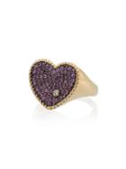 Yvonne Léon Pink 18k Gold Diamond And Sapphire Heart Ring