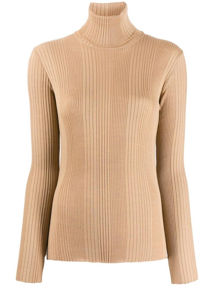 Roberto Collina Ribbed Roll Neck Jumper - Neutrals