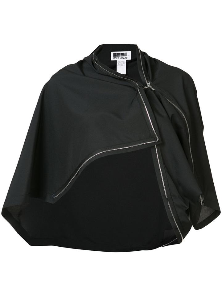 132 5. Issey Miyake - Zipped Cropped Jacket - Women - Polyester - 3, Black, Polyester