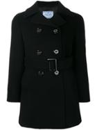 Prada Double Breasted Pea Coat - Black