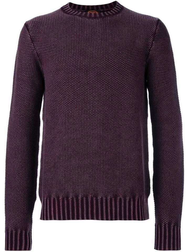 Tod's Textured Knit Jumper, Men's, Size: Small, Pink/purple, Merino