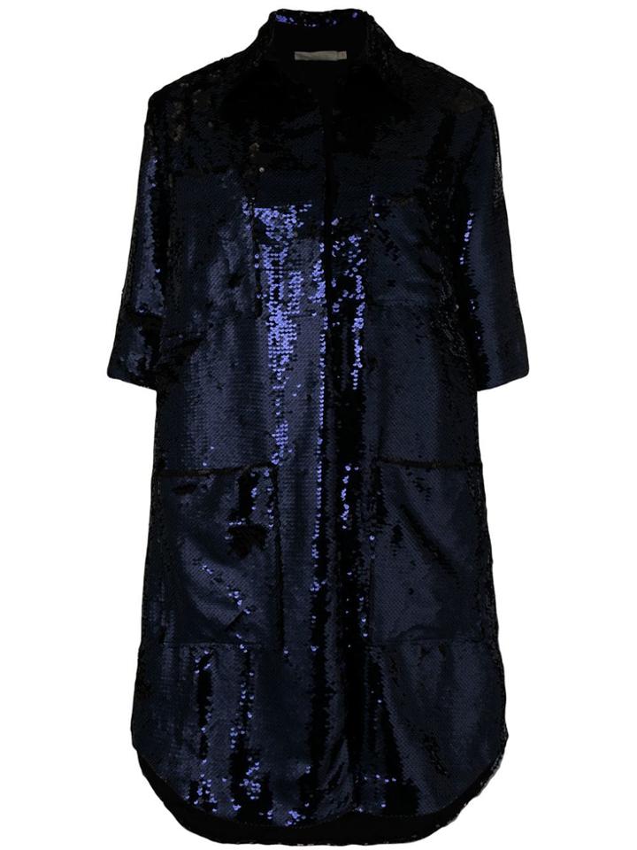 Amen 3/4 Sleeves Sequin Coat - Blue