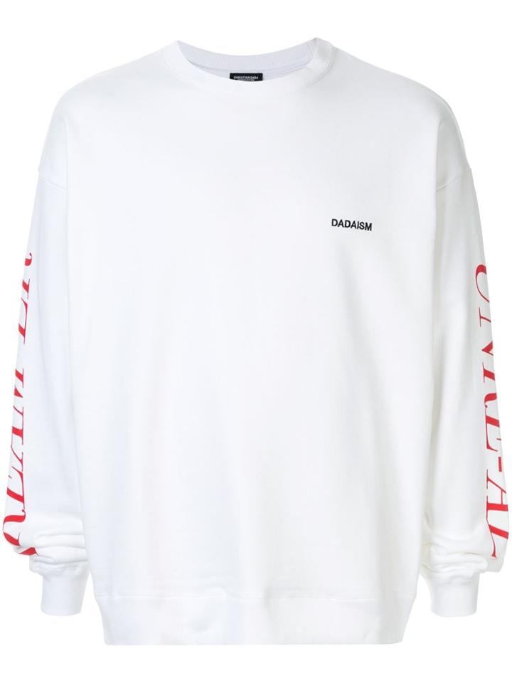 Christian Dada Dadaism Embroidery Sweatshirt - White