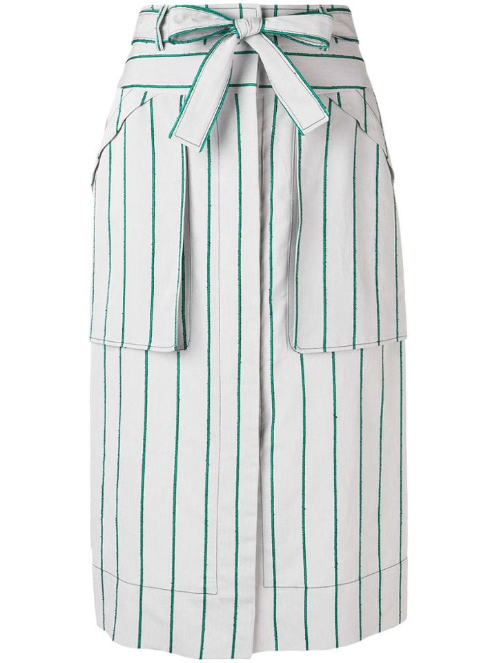Cédric Charlier Striped Midi Skirt - Grey
