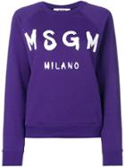 Msgm Logo Print Sweatshirt - Purple
