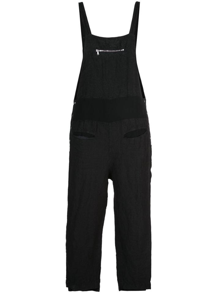 Transit Front Zip Dungarees - Black