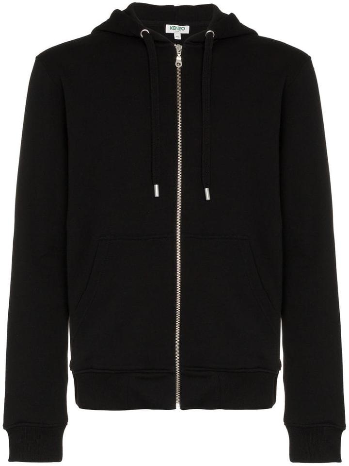 Kenzo Zipped Logo Print Hoodie - Black