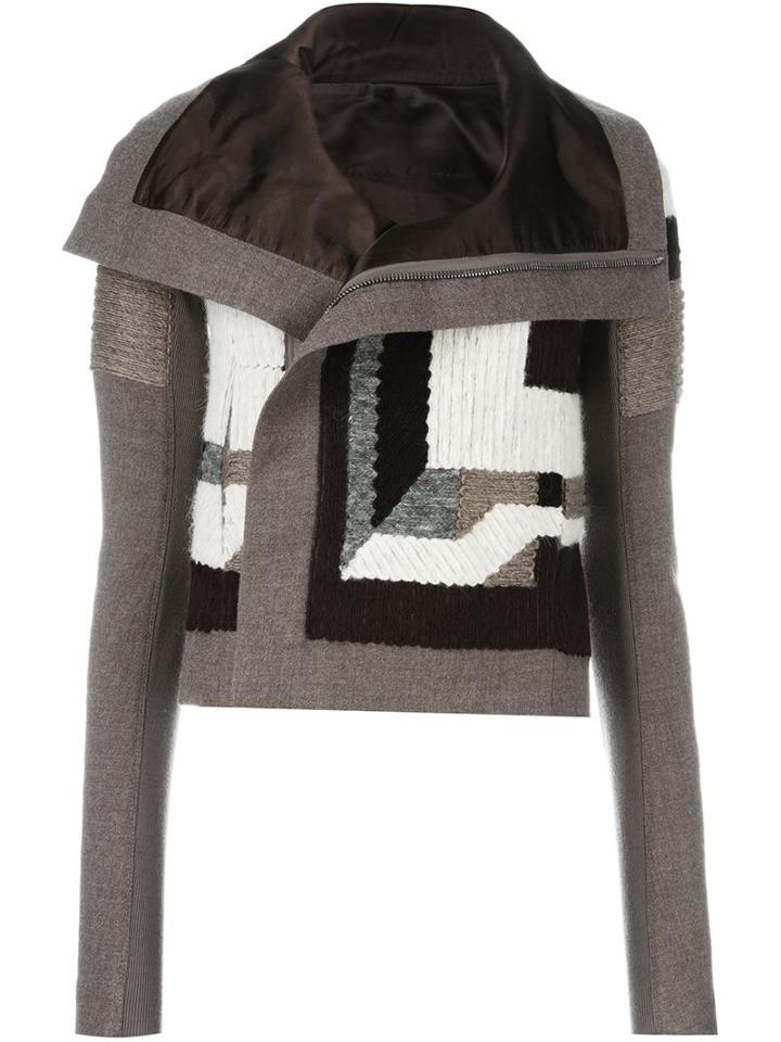Rick Owens Panelled Cropped Jacket, Women's, Size: 42, Brown, Cotton/cupro/virgin Wool