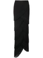 Y / Project High Waisted Fringed Skirt - Black