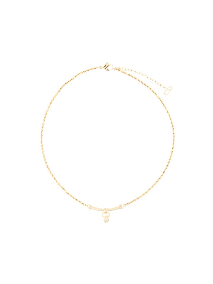 Christian Dior Vintage Logo Stone Necklace - Metallic