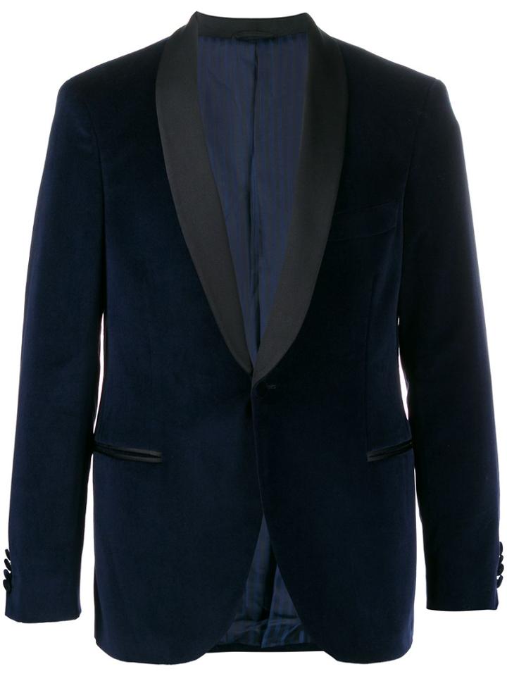 Mp Massimo Piombo Velvet-effect Single-breasted Blazer - Blue
