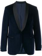 Mp Massimo Piombo Velvet-effect Single-breasted Blazer - Blue