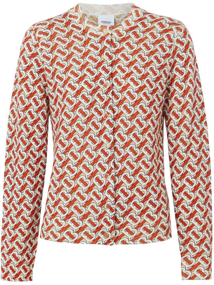 Burberry Monogram Print Merino Wool Cardigan - Red