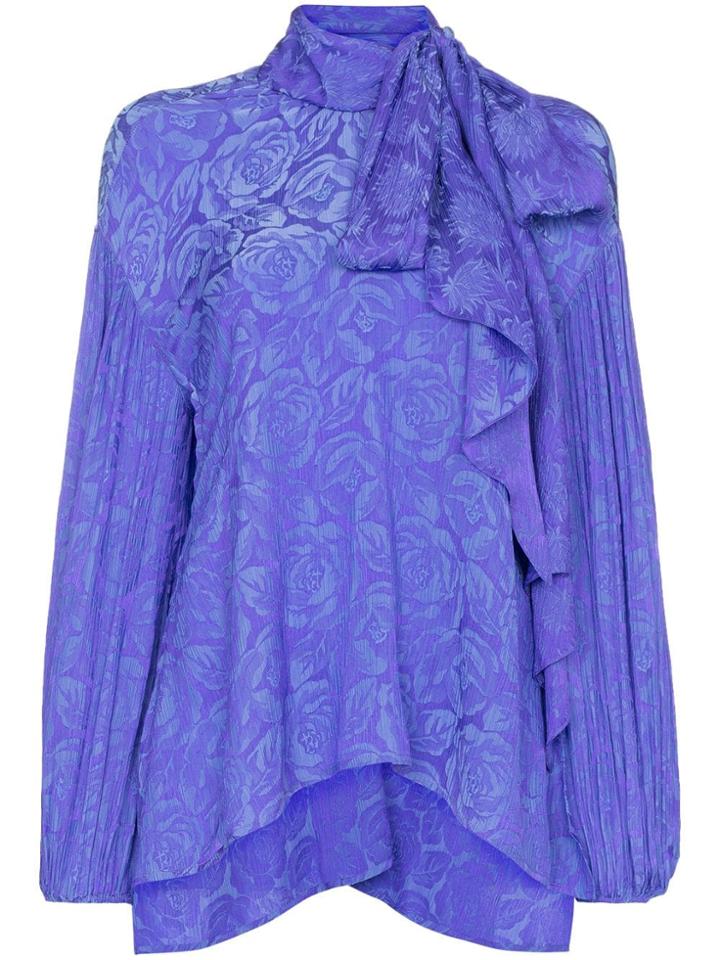 Chloé Pussy-bow Rose-jacquard Blouse - Purple