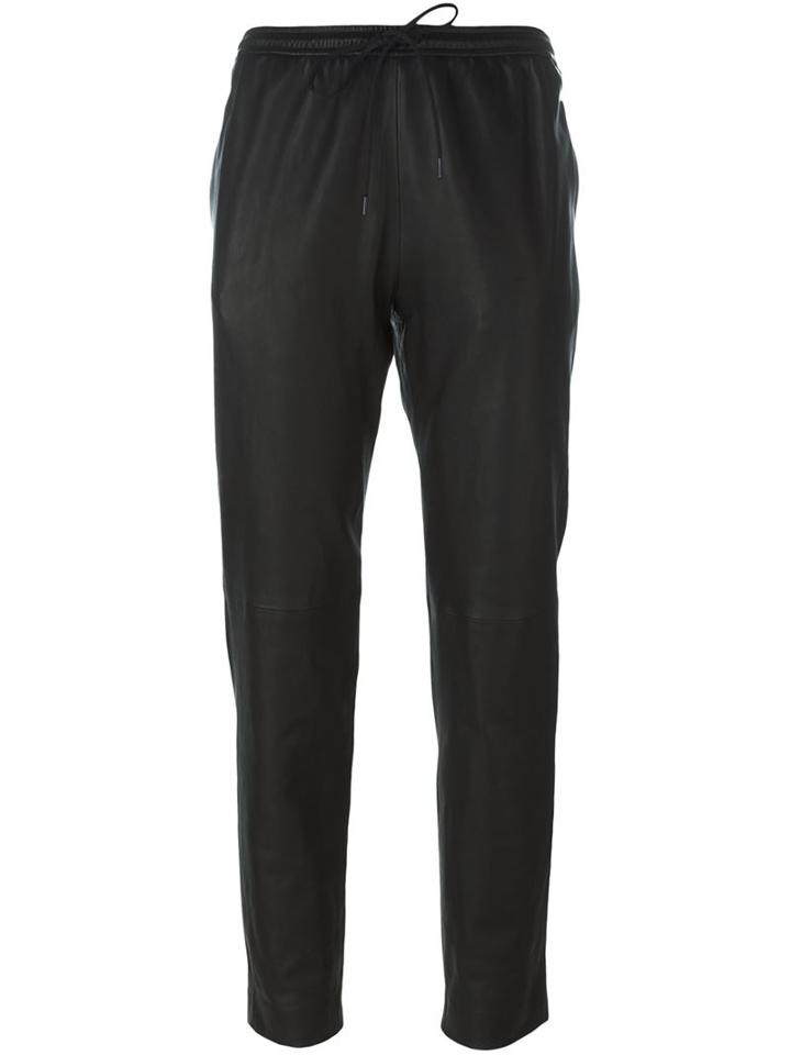 Alexander Wang Straight Leg Trousers, Women's, Size: 10, Black, Lamb Skin/polyester