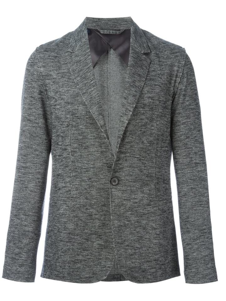 Lanvin Deconstructed One Button Jacket, Men's, Size: 46, Grey, Nylon/spandex/elastane/viscose/wool