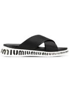 Miu Miu Logo Platform Slides - Black