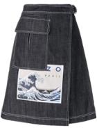 Kenzo Hokusai Wave Denim Skirt - Blue