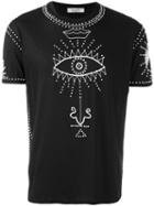 Valentino Embellished Symbols T-shirt, Men's, Size: Large, Black, Cotton
