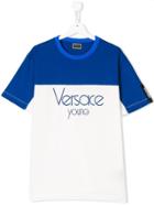 Young Versace Teen Colour Block Logo T-shirt - White