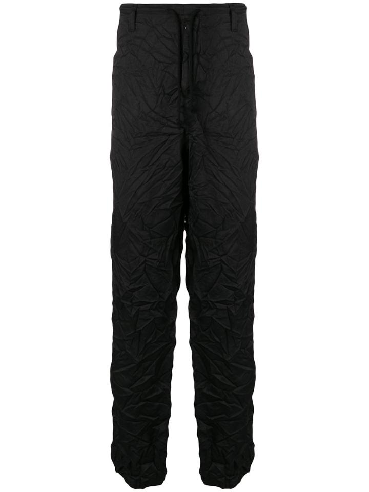 Yohji Yamamoto Drawstring Crinkle-effect Trousers - Black