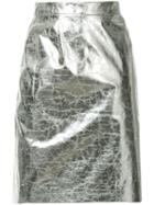 Ralph Lauren Collection Cracked Effect Straight Skirt - Metallic