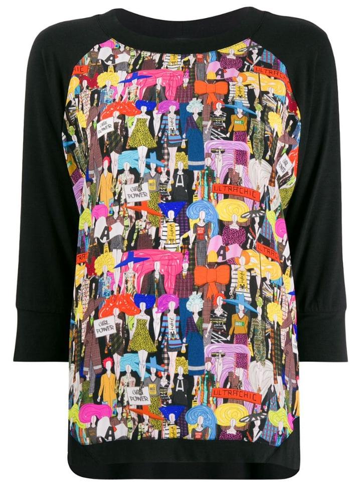 Ultràchic Girl Print Jersey Top - Black