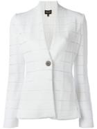 Giorgio Armani Checked Blazer, Women's, Size: 44, White, Polyamide/polyester/spandex/elastane/viscose