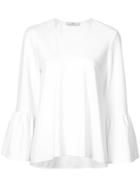 Tibi Ruffle Sleeve V-neck Blouse - White