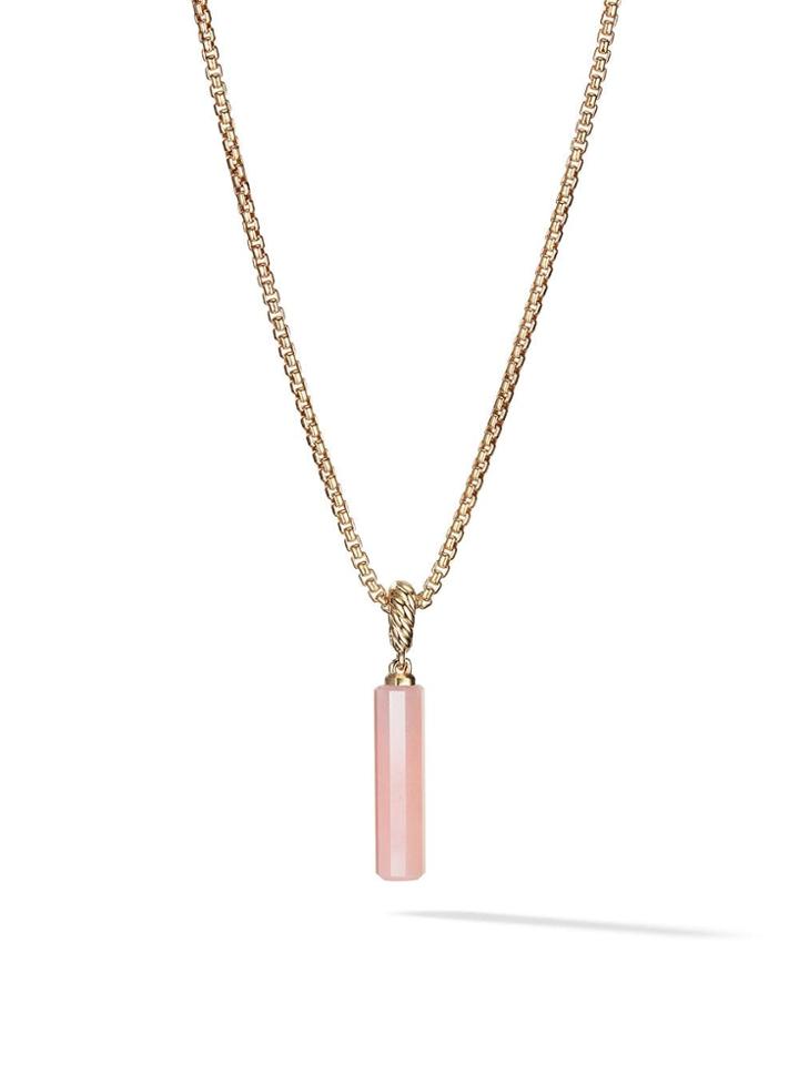 David Yurman 18kt Yellow Gold Amulets Pink Opal Barrel Pendant - 88ako