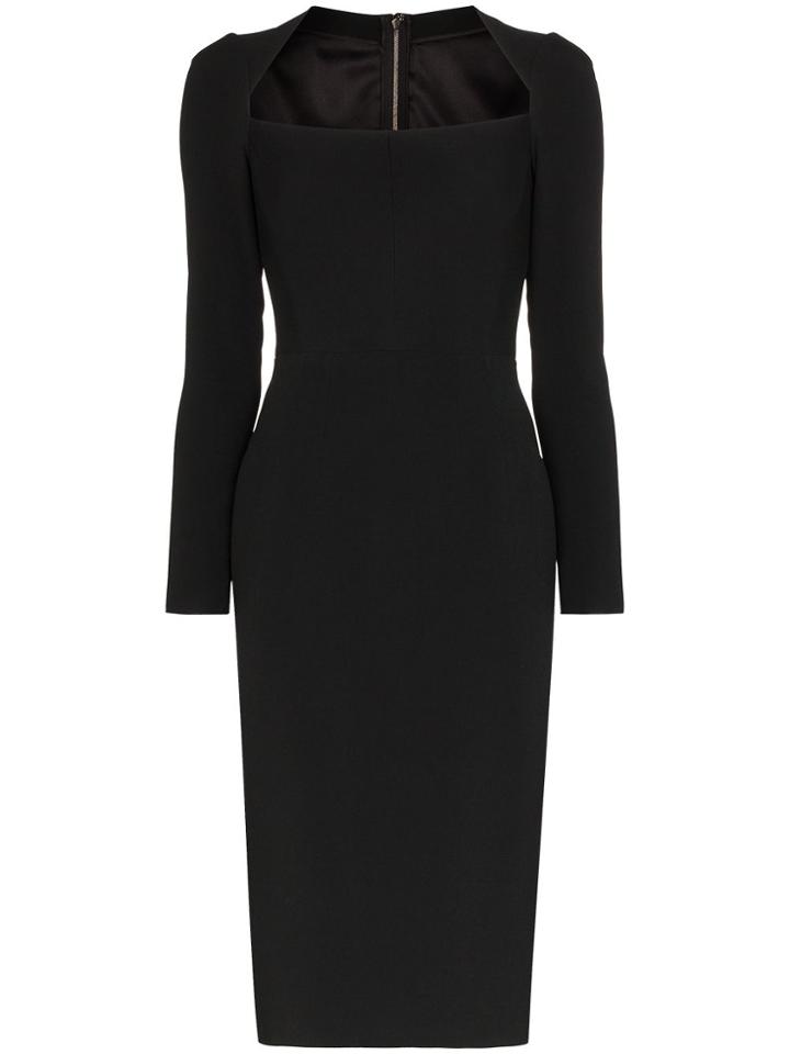 Dolce & Gabbana Scoop Neck Fitted Midi Dress - Black