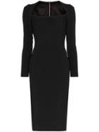 Dolce & Gabbana Scoop Neck Fitted Midi Dress - Black