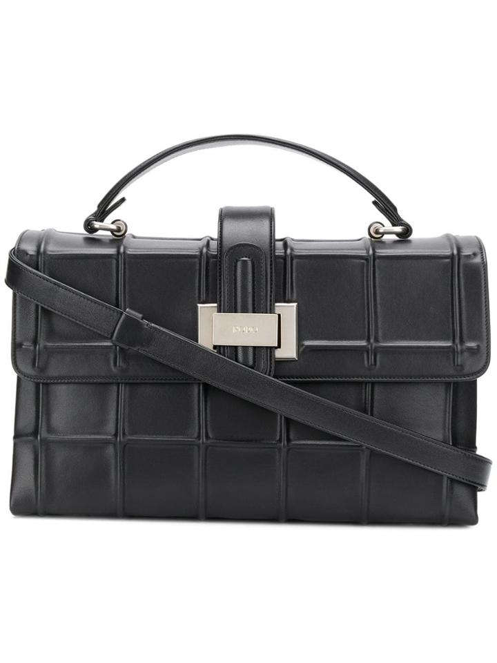 Rodo Embossed Check Tote - Black